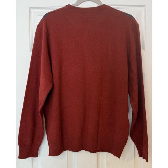 VTG Scott Barber Wool Sweater Mens LG Brick Red Cashmere Merino Argyle Golf Prep - Picture 2 of 10